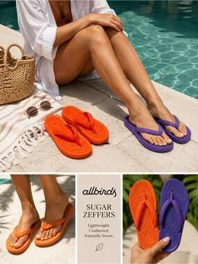 allbirds Women's Sugar Zeffers Flip Flops in Orange & Purple